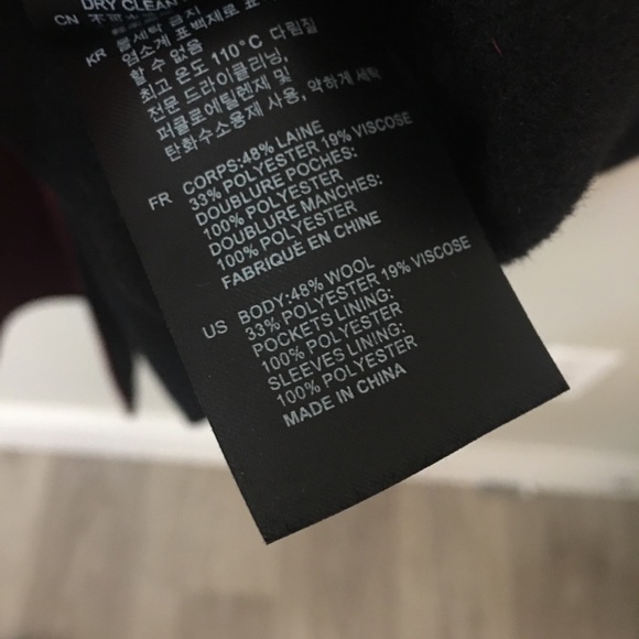 SANDRO Claret Felt Wool Houndstooth Long Coat Red/Black - Picture 9 of 10